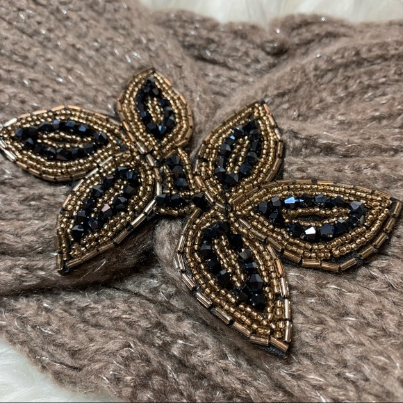 Knitted Headwrap Ear Warmer with Beaded Bling - Picture 4 of 6